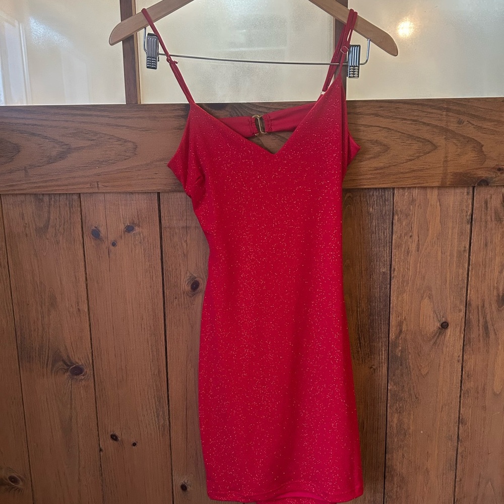Lovely Day Red Sparkle Mini Slip Dress